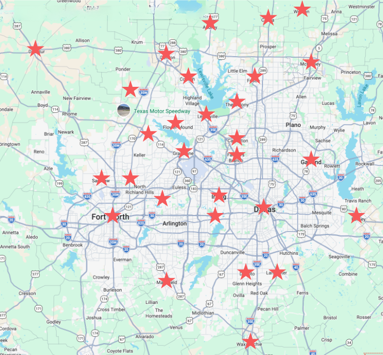 areas I serve in the DFW metroplex
