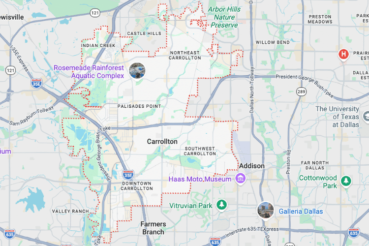 map of carrollton texas