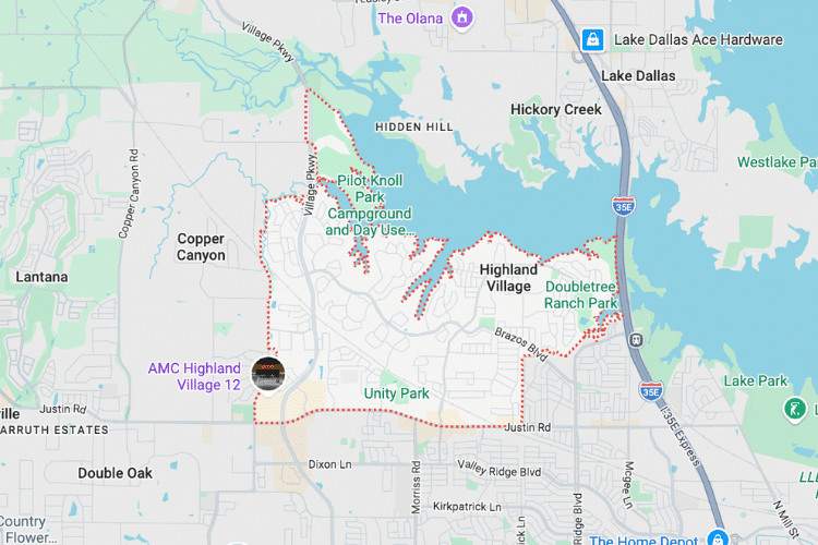 map of highland village texas
